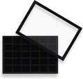 Wudygirl Jewelry Organizer Stackable Jewelry Tray Velvet Earring Holder Organizer 30 Grid Earring Storage with Lid Ring Holder Drawer Inserts Divider Storage for Women (Black)