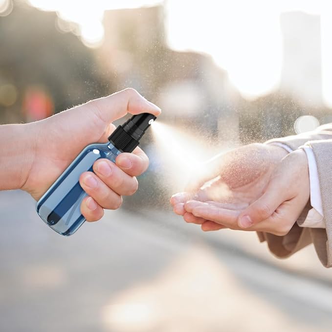 Wedama Spray Bottle, 2 oz Fine Mist Glass Spray Bottles, Little Refillable Liquid Containers for Watering Flowers Cleaning (16 Pack Indigo Blue)