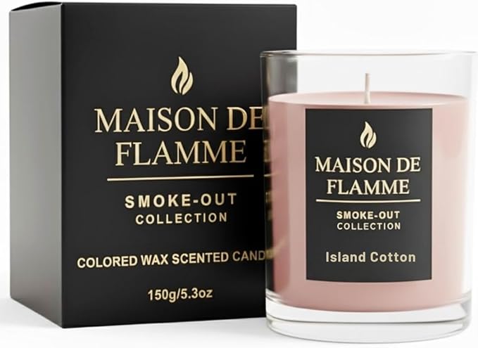 Island Cotton Scented Candle – 150g / 5.3 oz Soy Wax Blend, Hand-Poured Candle with Cotton Wick & 10% Fragrance Load – Fresh Clean Cotton & Linen Home Candle for Bedroom & Bathroom