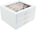 Jewelry Box Organizer with Glass Lids 3 Layer Jewelry Storage Case PU leather Jewelry Boxes for Woomen Suitable for Storing Rings Necklaces Earrings, Bracelets Gift Box for Girls