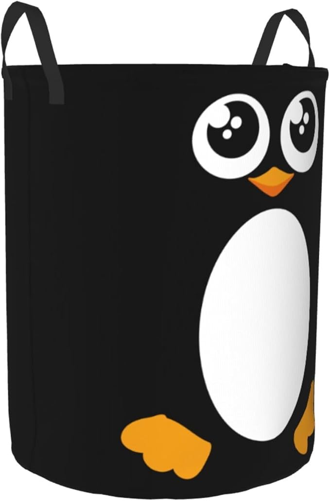 Penguin Laundry Basket Storage Bin Foldable Laundry Hamper Clothes Storage Bucket Organizer 19.6x15.7 Inch For Laundry Room/Bedroom/Bathroom