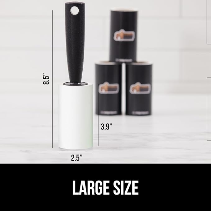 GORILLA GRIP Extra Grippy Lint Rollers, 380 Large Easy Tear Sheets, 2 Comfort Handles + 4 Refillable Rolls Included, Pet Hair Remover Brush, Clothes Furniture, Dog, Cat Animal Friendly Reusable Roller