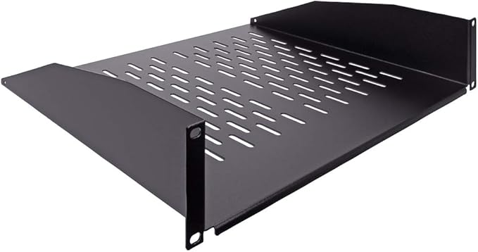 NavePoint 2U 19-Inch Universal Vented Rack Mount Cantilever Server Cabinet Shelf 14-Inches Deep Black