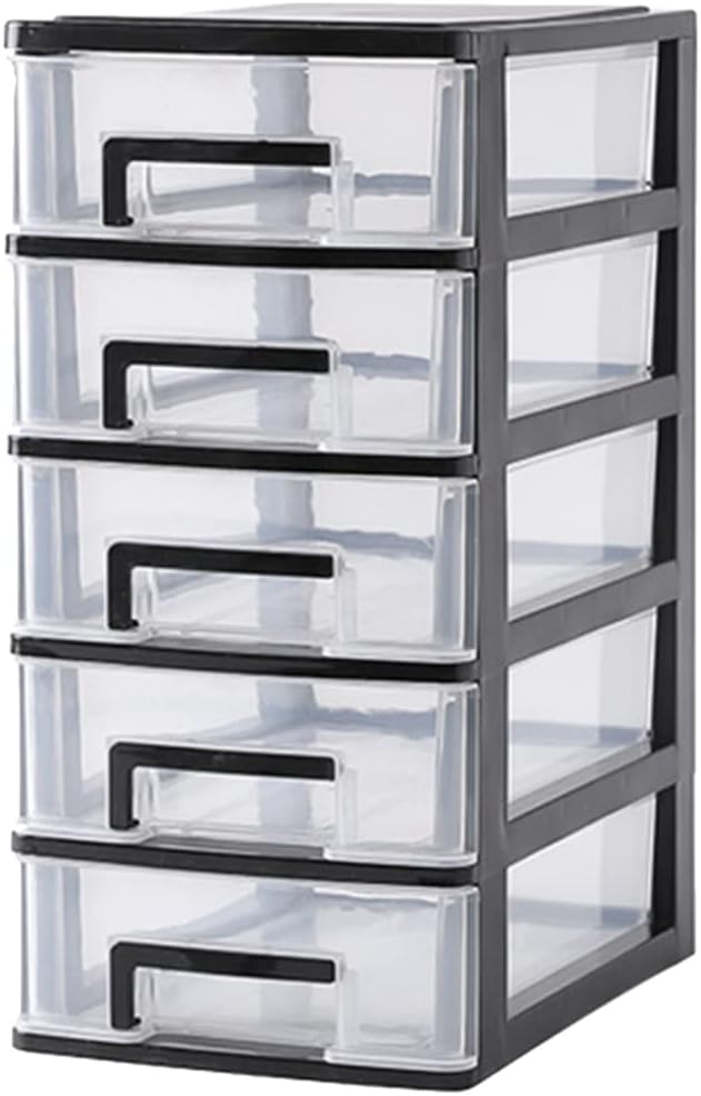 DOITOOL 5 Tier Plastic Drawer Type Closet, 12.36"H x 6"L x 8.3" W Home Office Storage Organizer, Makeup Organizer Station Cube, Cosmetics Jewelry Box for Bathroom, Dorm, Desk, Countertop, Office