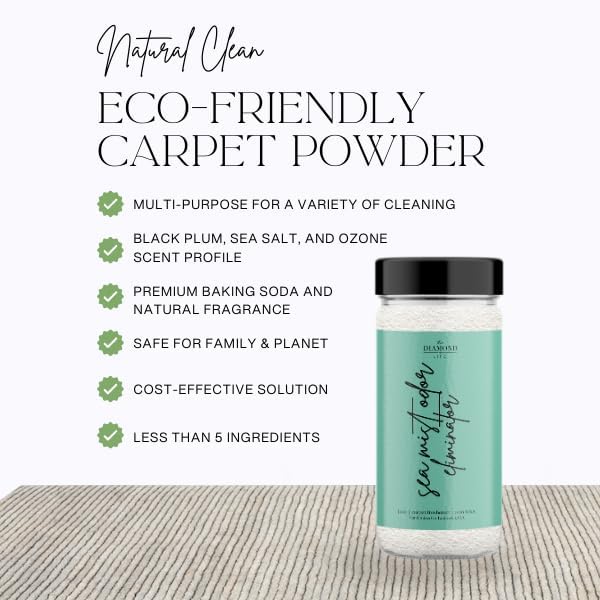 The Diamond Life Home “Sea Mist” Carpet Powder & Room Spray Bundle – Cotton Blossom & Linen – Natural Carpet Deodorizer for Vacuuming, Fabric & Upholstery Freshener, Air & Linen Spray – Pet & Kid Safe
