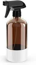 Bontip Amber Glass Spray Bottle with Silicone Sleeve Protection, 16 oz Refillable Spray Bottle for Cleaning Solutions, Plants, Aromatherapy, Facial Hydration (White Sleeve(Amber Bottle)
