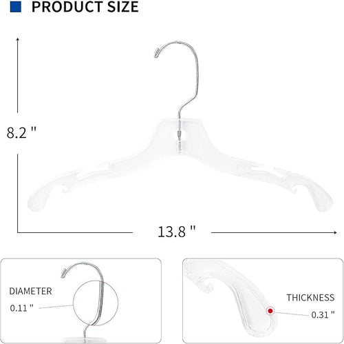 13.8” Clear Plastic Kids Hangers 20 Pack - Durable Clothes Hanger for Wardrobe Organization, Essential Plastic Hanger for Garments, Versatile Coat Hangers for Home and Retail Use