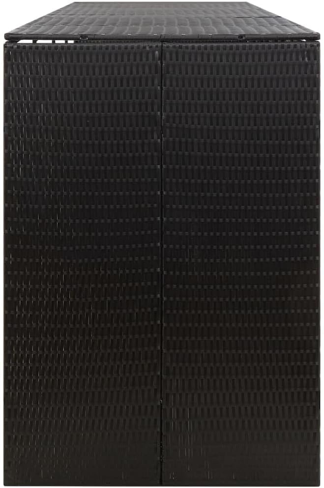 Quadruple Wheelie Bin Shed Garbage Can Storage Shed, PE Trash Container Management Unit, Outdoor Patio Recycling Dustbin Trash Shed, Black 107.9"x31.5"x46.1" Poly Rattan