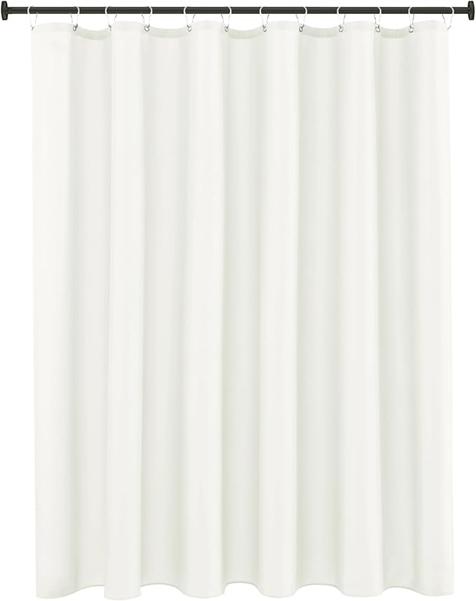 Biscaynebay Hotel Quality Fabric Shower Curtain Liners 72" X 72", Ivory Water Resistant Bathroom Curtains Rust Resistant Grommets Weighted Bottom Hem Machine Washable