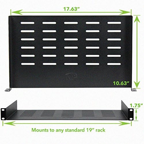 NavePoint Universal Rack Tray Vented Shelves 1U Black 10.5 Inches (270mm deep) No Lip