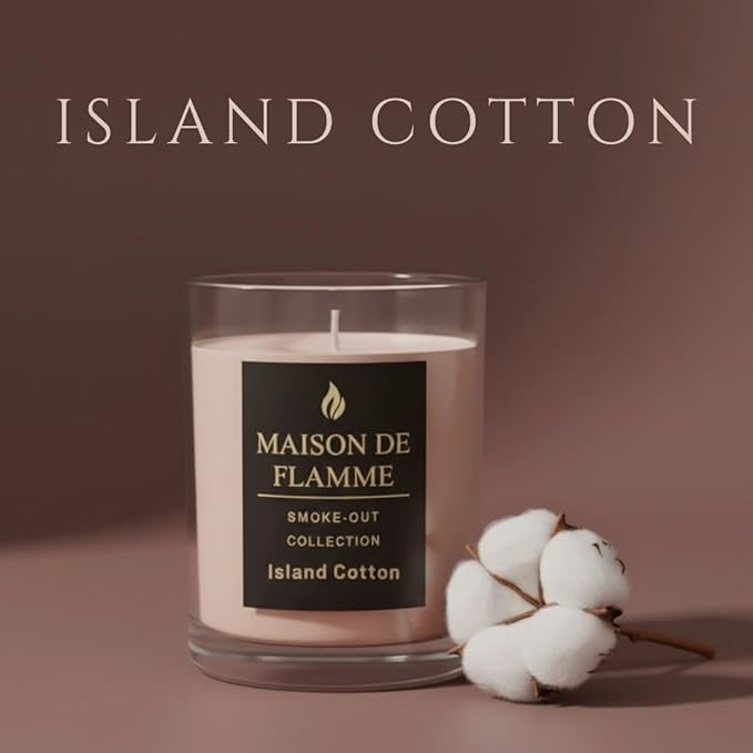 Island Cotton Scented Candle – 150g / 5.3 oz Soy Wax Blend, Hand-Poured Candle with Cotton Wick & 10% Fragrance Load – Fresh Clean Cotton & Linen Home Candle for Bedroom & Bathroom