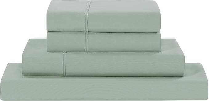 Modern Threads Soft Microfiber Solid Sheets - Luxurious Microfiber Bed Sheets - Includes Flat Sheet, Fitted Sheet with Deep Pockets, & Pillowcases Seafoam King