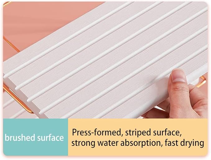 NiuYichee 2 PCS Water Absorbent Diatomite Coasters (9.5" x 5.5"), Grooved Design, Water Absorbing Stone Used for Hand Soaps & Plants & toiletries in The Modern Home
