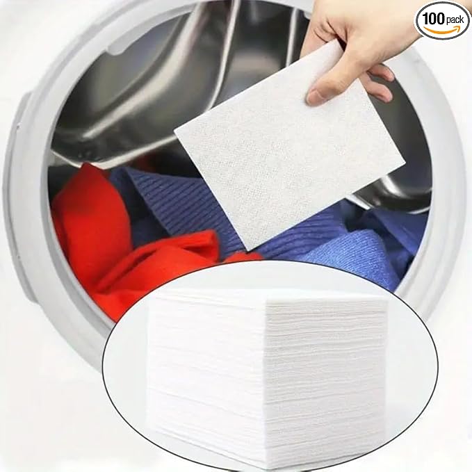 ZDGUWF 100 Color Catcher Sheets – Large Pack Laundry Dye-Trapping Sheets to Prevent Color Run, Protect Whites & Brights, Easy One-Load Use