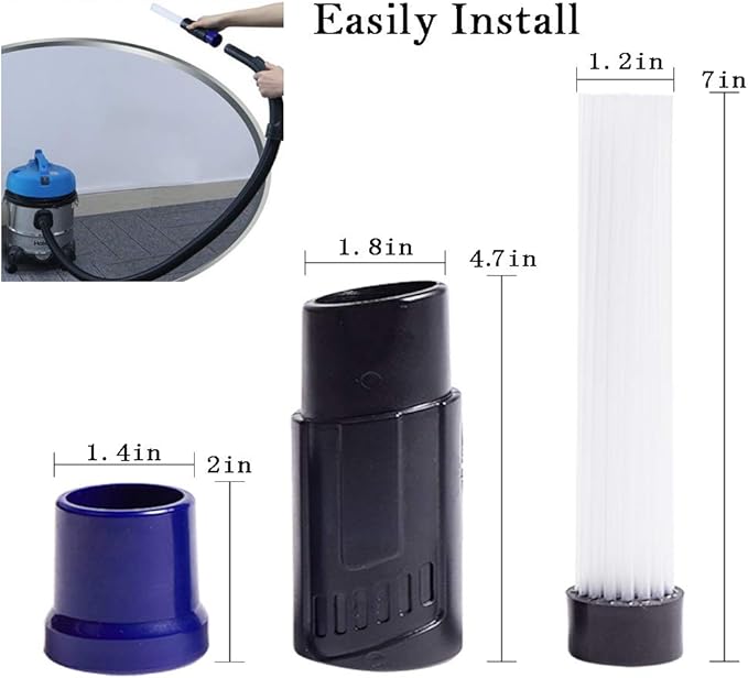 Universal Vacuum Attachments Shop Vac Accessories 1 1/4" and 1 3/8" Vacuum Hose Adapter Kit, Shop Vac Attachments Vacuum Attachment Brush Flexible Crevice Tool - 7 Pack with Brush