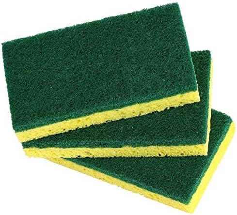Scrubee Heavy Duty Scrub Sponge with Scouring Pad, Kitchen Dishwashing, Sink, Pot and Frying Pan Cellulose Scrubber Sponge Non Scratch. by Superio… (4.5" 12 Pack)