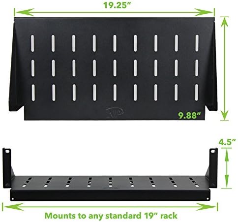 NavePoint 2U Cantilever Server Shelf Rack Mount 19 Inch 2 Piece Set Center Weighted Vented