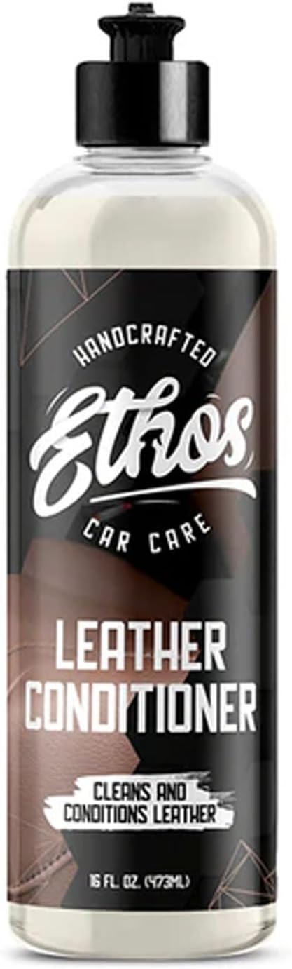 Ethos Car Leather Cleaner and Conditioner 16oz – Leather Seat Cleaner & Conditioner with UV Protection for Car Interior, Couch, Jacket, Boots – Cleans and Conditions Vinyl & Plastic Surfaces