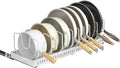 Mnftive pots and pans organizer under cabinet,pot lid organizers inside cabinet holders for kitchen,Horizontal and vertical pulling modes,Can be extended and adjusted (White horizontal pull-out)