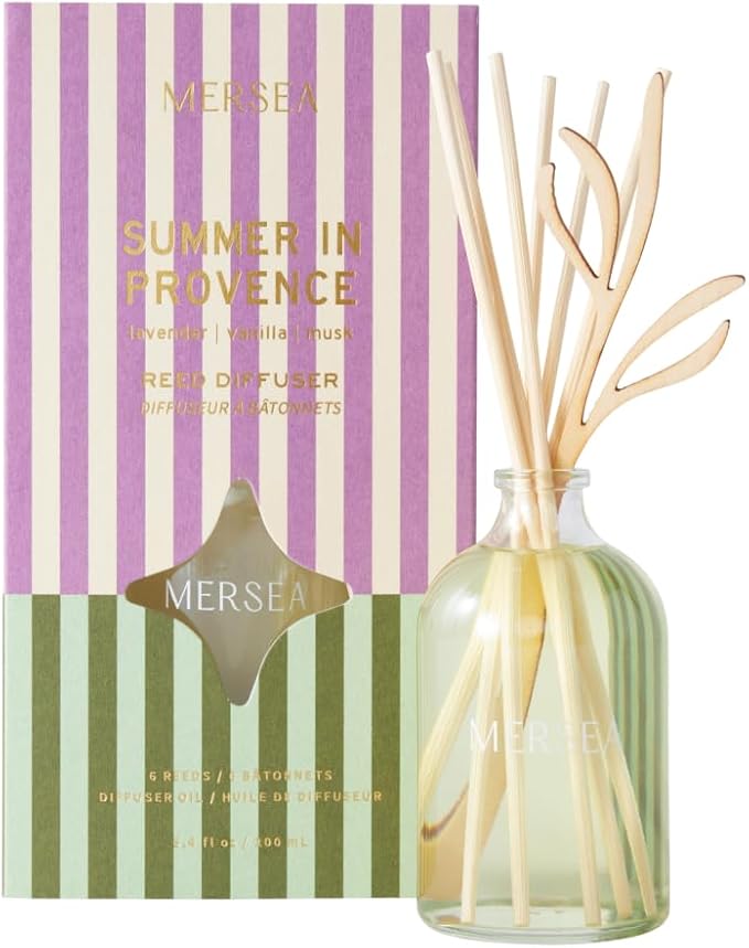 MERSEA Summer in Provence Bamboo Reed Diffuser, Scented Glass Oil Diffuser (3.4 fl oz)