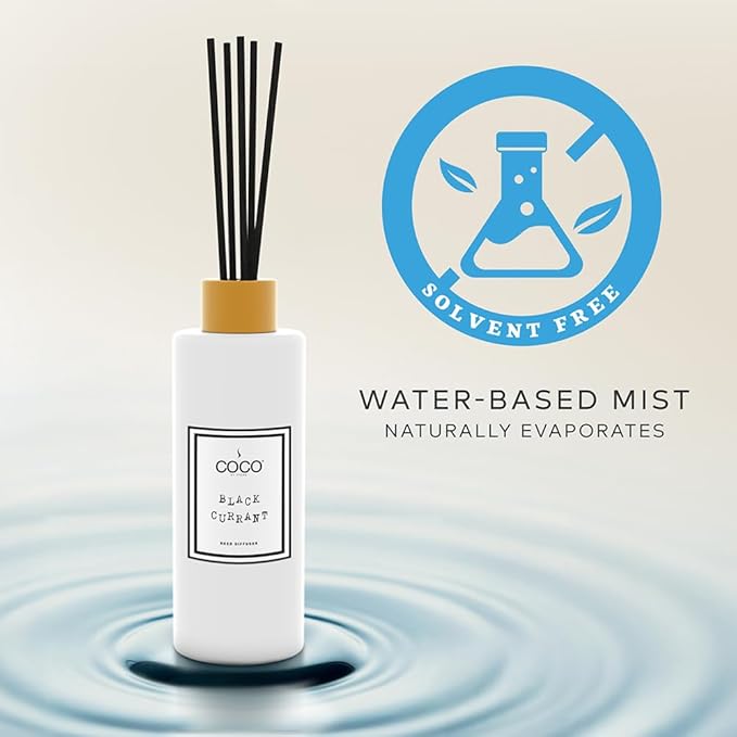 Coco by Stone 5oz Reed Diffuser (Black Currant) – Luxury Scented Oil Diffuser for Home Aromatherapy, Long-Lasting Vegan Fragrance, Elegant Home Décor and Air Freshener