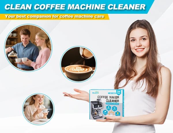 EKoBRIT Coffee Machine Descaler & Cleaner Tablets – 24 Count, Compatible with Nespresso, Keurig, Ninja, Breville, De’Longhi, Miele & More, Coffee Maker Cleaning Tabs for Drip & Espresso Machines