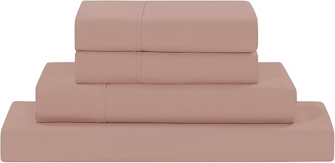 Modern Threads Soft Microfiber Solid Sheets - Luxurious Microfiber Bed Sheets - Includes Flat Sheet, Fitted Sheet with Deep Pockets, & Pillowcases Rose King