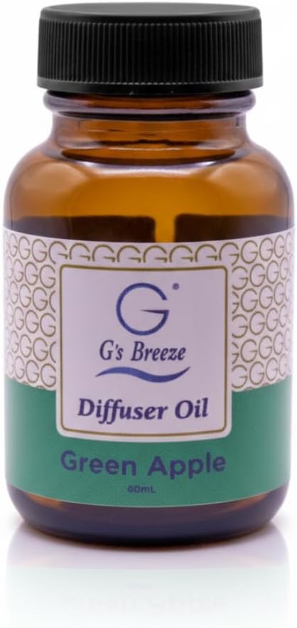G's Breeze Green Apple Diffuser Oil – 60ml Soft & Soothing Green Apple Scent, Long-Lasting Aroma for Nurseries, Bedrooms, & Living Rooms, Easy Refill for Essential Oil Diffuser