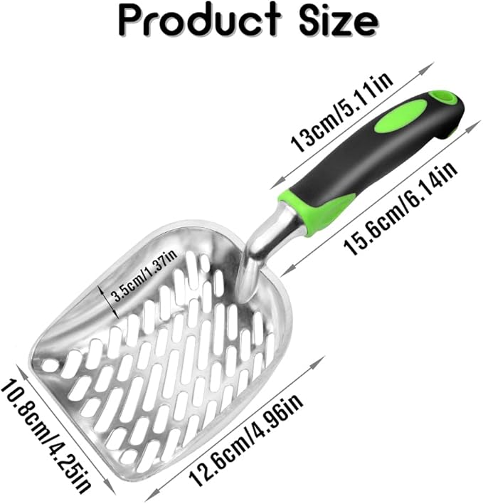 Apidgrowth Cat Litter Scoop-Metal Cat Scooper-Long Handle Scoop,Cat Scooper-Poop Sifting-Mesh Shovel-Suitable for Cat Litter Box(Green)-Christmas