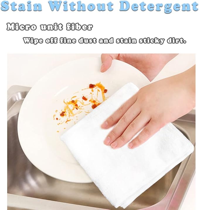 WEAWE Microfiber Cleaning Cloth-24Pcs (13x13 inch) Ultra Soft Highly Absorbent Rags for Housekeeping-Machine Wash (White)