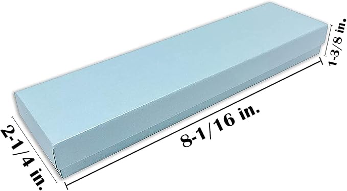 TheDisplayGuys - 100-Pack #82 Cotton Filled Cardboard Paper Jewelry Boxes Gift Case - Pearl Teal (8.0" x 2.0" x 1.0") - for Shipping or Storage