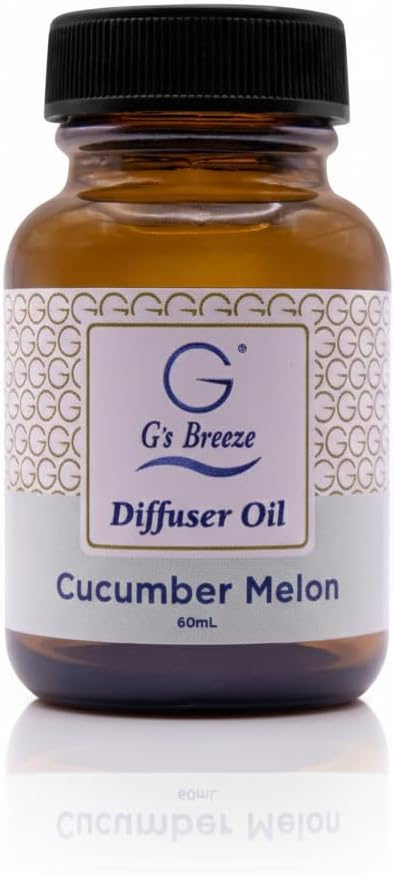 G's Breeze Cucumber Melon Diffuser Oil Refill – 60ml Soft & Soothing Cucumber Scent, Long-Lasting Aroma for Nurseries, Bedrooms, & Living Rooms, Easy Refill for Fragrance Oil Diffuser