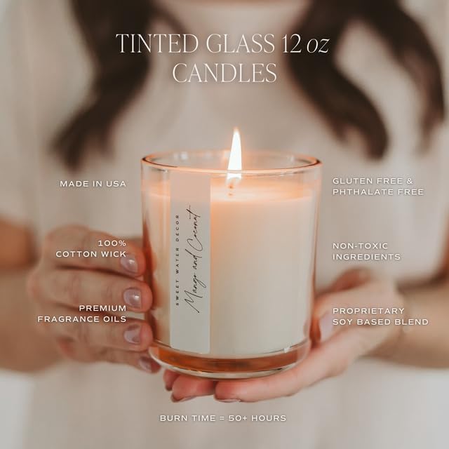Sweet Water Decor Christmas Candle - Cinnamon, Trees, Orange, and Clove Scented Winter Candle - Christmas Soy Candles and Decor for Home - 12oz Sandstone Jar, 50+ Hour Burn Time, Made in The USA