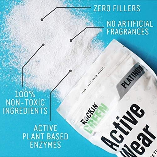 Rockin’ Green Active Wear Laundry Detergent - Unscented Laundry Detergent Powder & Odor Eliminator - Workout Clothes & Sportswear - Safe for Sensitive Skin - 90 Loads