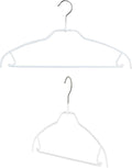 Mawa by Reston Lloyd Silhouette Ultra-Thin Series, Non-Slip Space Saving Shirt Hanger with Pant Bar & Skirt Hooks, Style 42/FTU, Pack of 2, White