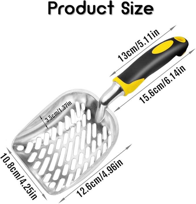 Apidgrowth Cat Litter Scoop-Metal Cat Scooper-Long Handle Scoop,Cat Scooper-Poop Sifting-Mesh Shovel-Suitable for Cat Litter Box, (Yellow)