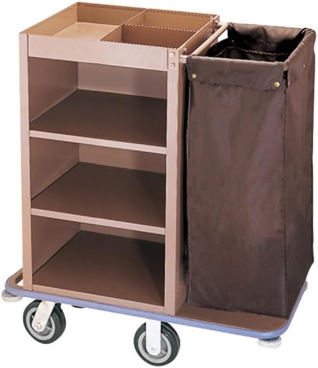 Multifunctional Housekeeping Caddy, Compact Service Trolley, Hotel Cleaning Cart with Removable Canvas Bags & Locking Wheels for Housekeeping Hotels Apartment,003