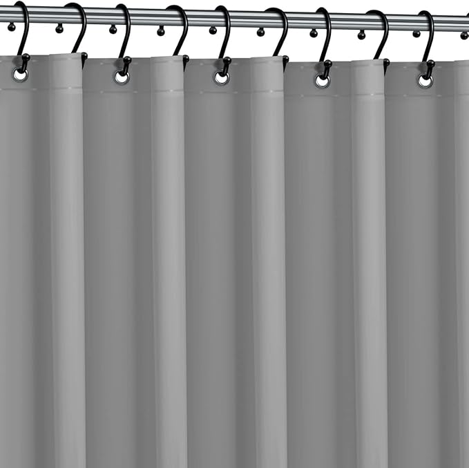 Premium Shower Curtain Liner, 72"W X 70"H - PVC-Free, 6G PEVA Shower Curtain with 12 Rust Proof Grommets And Magnet-weighted Bottom Hem - Moisture Stain Proof Shower Curtain Liner - Gray