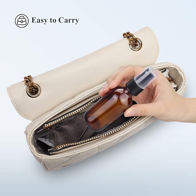 Wedama Spray Bottle, 2 oz Fine Mist Glass Spray Bottles, Little Refillable Liquid Containers for Watering Flowers Cleaning (16 Pack, Amber)