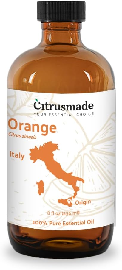 Orange Essential Oil - Direct from Citrusmade in Sicily- Aceite de Naranja Dulce for Home Care, Skincare $ Aromatherapy - Premium Therapeutic Grade (8oz)