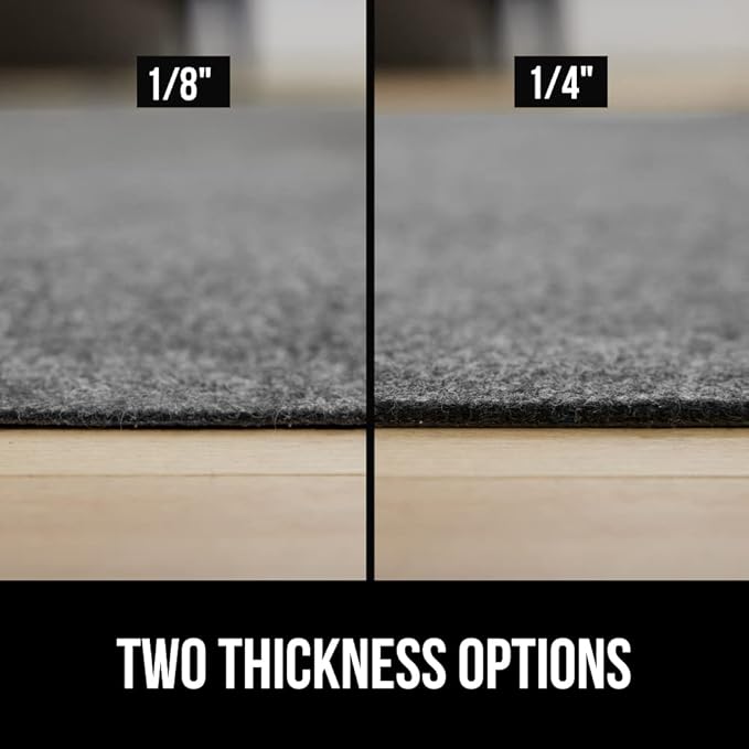 GORILLA GRIP Felt and Natural Rubber Stay in Place Slip Resistant Rug Pad, 1/4in Thick, 8x11 FT Protective Padding Under Area Rugs, Cushioned Gripper Pads, Carpet Runners, Hardwood Floors Protection