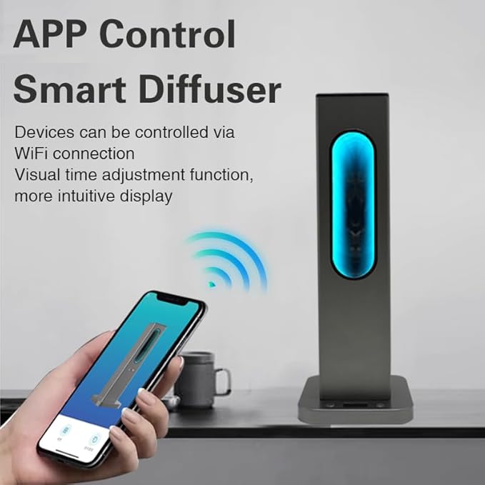 Waterless Diffusers for Home,Large Room with APP WiFi Control,Essential Oil Scent Diffuser Covers 2512 Sq Ft,Protable Rehargeable Diffuser 10000mA,Includ Bergaomt,Lavender Oils(Black)