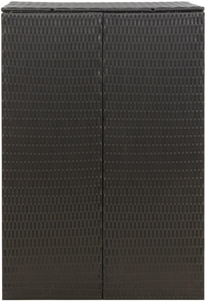 Single Wheelie Bin Shed Garbage Can Storage Shed, PE Trash Container Management Unit, Outdoor Patio Recycling Dustbin Trash Shed, Black 27.6"x31.5"x46.1" Poly Rattan -AA