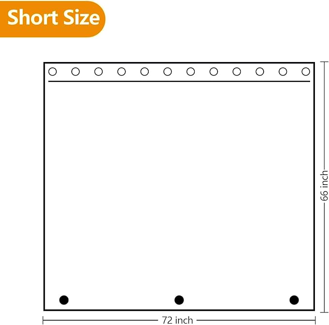 Seenus Waterproof Fabric Short Shower Curtain Liner with 3 Large Magnets, 72 x 66 inch Washable Cloth Shower Liner Neutral White, 66'' Length Bathroom Lightweight Shower Curtain