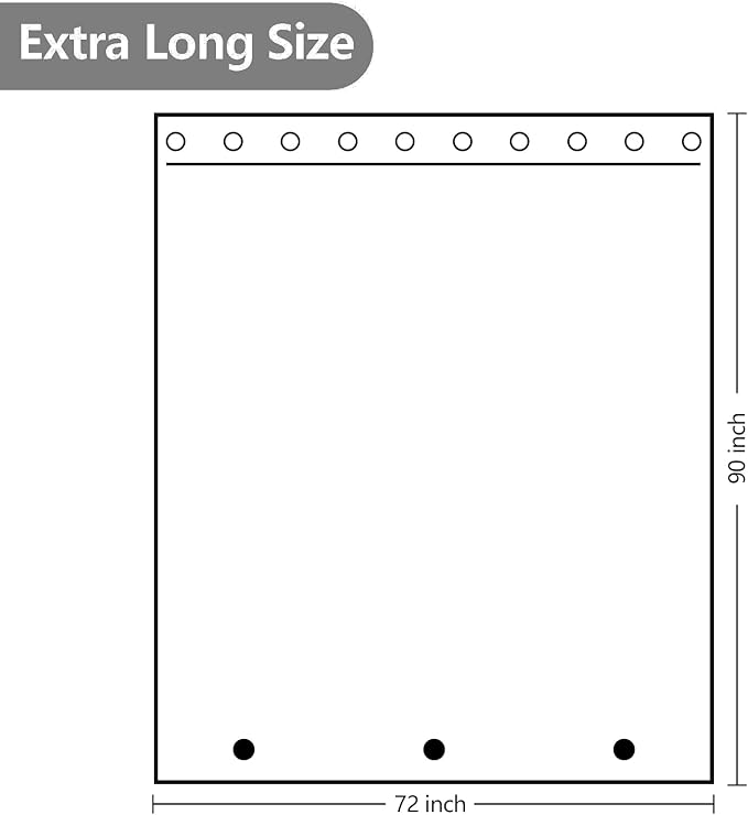 Waterproof Frosted Shower Curtain Liner Extra Tall 72 x 90 Inch, Bpa-Free EVA Shower Liner with 3 Extra-Large Magnets, 3D Silk Plastic Bathroom Shower Curtain Long Translucent for Privacy