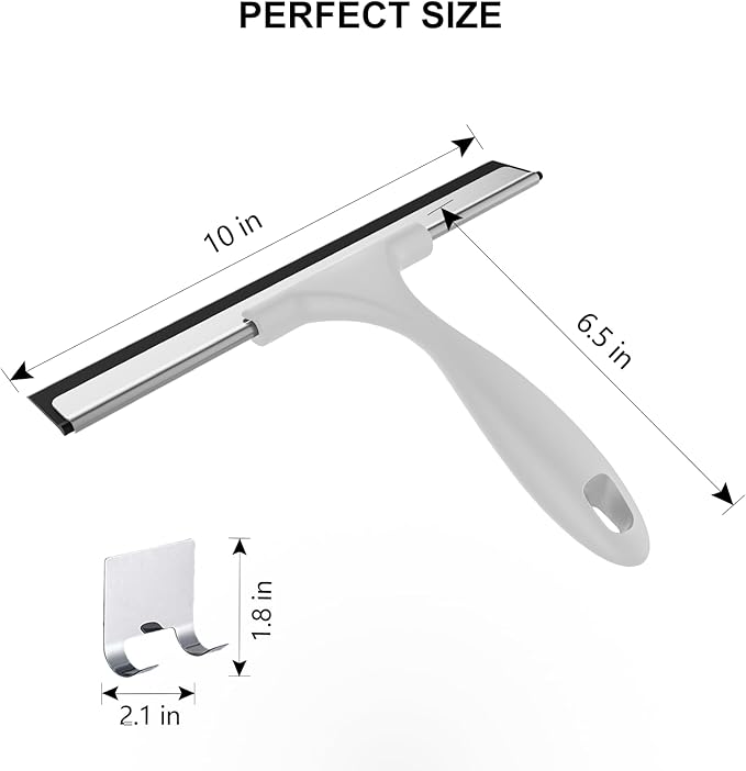 SetSail Shower Squeegee for Glass Doors All-Purpose Squeegee for Shower Glass Heavy Duty Window Squeegee with Hook for Tile, Sink, Mirror, Car Windshield Cleaning 10 Inches