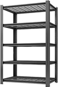 LI JIU HOME 5 Tier Metal Shelving Unit, Adjustable Storage Shelves, 72" H x 35.43" W x 15.8" D Heavy Duty Garage Shelves for Warehouse, Basement, Kitchen, Pantry, Living Room, Black