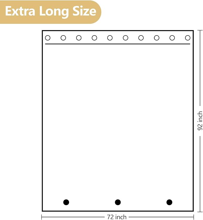 Waterproof Fabric Shower Curtain Liner with 3 Extra-Large Magnets, 72 x 92 inch Extra Long Washable Cloth Shower Liner White, Hotel Quality Extra Tall Bathroom Shower Curtain Lightweight