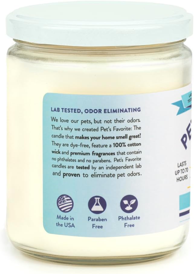 Pet's Favorite Pet Odor Candle, Clean Burning, Long Lasting Scented Candles with a Cotton Wick. (Fresh Laundry, Pack of 1)