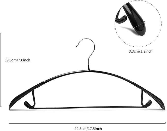 Nature Smile Non Slip PVC Coating Sweater Hangers,Dress Suit Coat Hangers,Wide Shoulder Bump Free Golf T Shirts Clothes Hangers (Black Color 10 Pack)